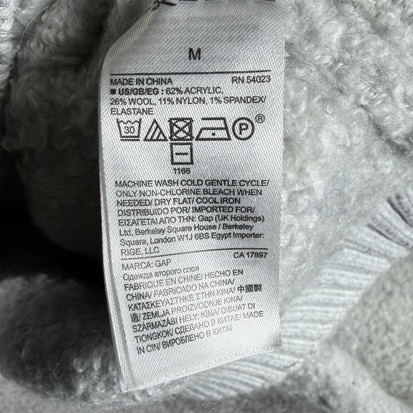 Gap Sweater‎ Women's Medium Gray Wool Blend Crew Neck Thick Heavy Cozy - Picture 4 of 6